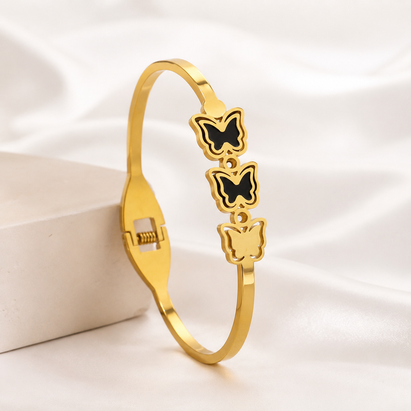 Butterfly Bangle Bracelet for Women Gold Tone Anti Tarnish