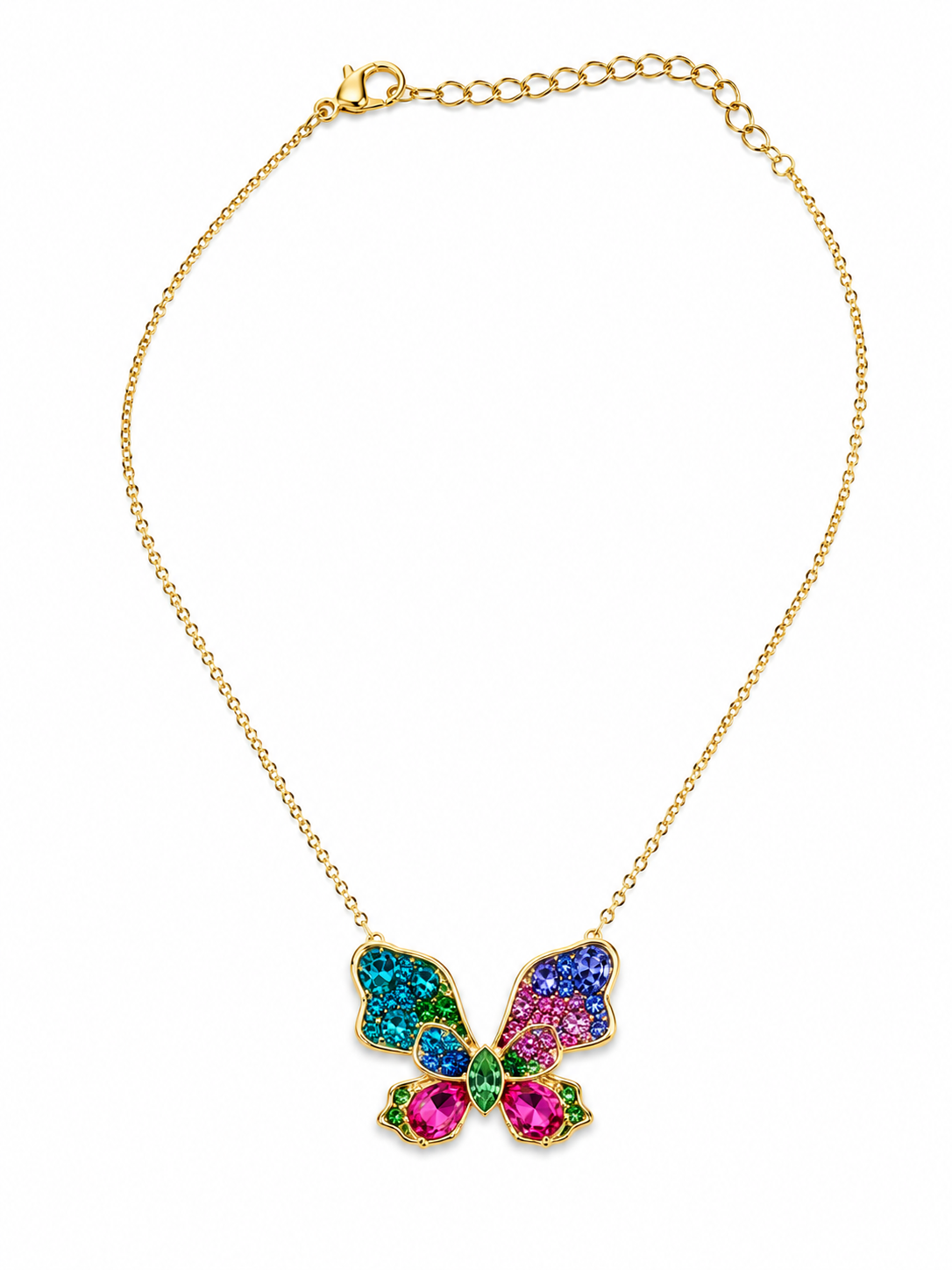 Butterfly Pendant Necklace Gold Tone Anti Tarnish