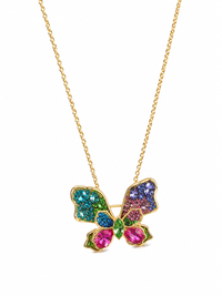 Butterfly Pendant Necklace Gold Tone Anti Tarnish