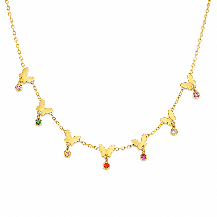Multicolor Butterfly Charm Necklace
