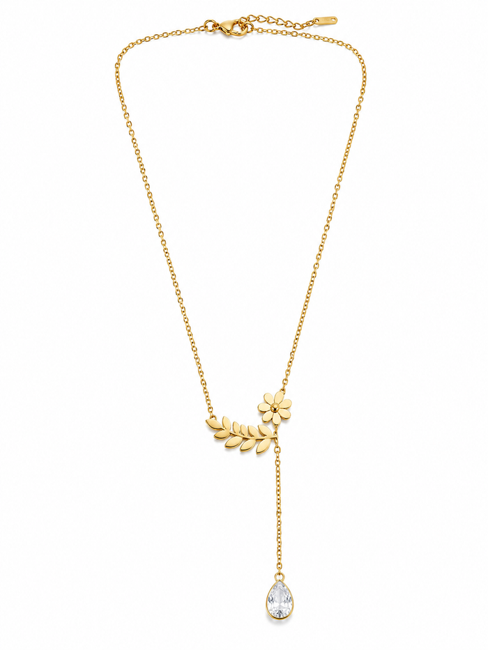 Floral Elegance  Tear Drop Necklace