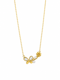 Floral Butterfly Drop Necklace