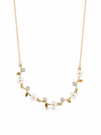 Floral Vine Crystal Necklace Anti Tarnish