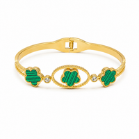 Emerald Clover Luxe Anti Tarnish Bangle bracelet