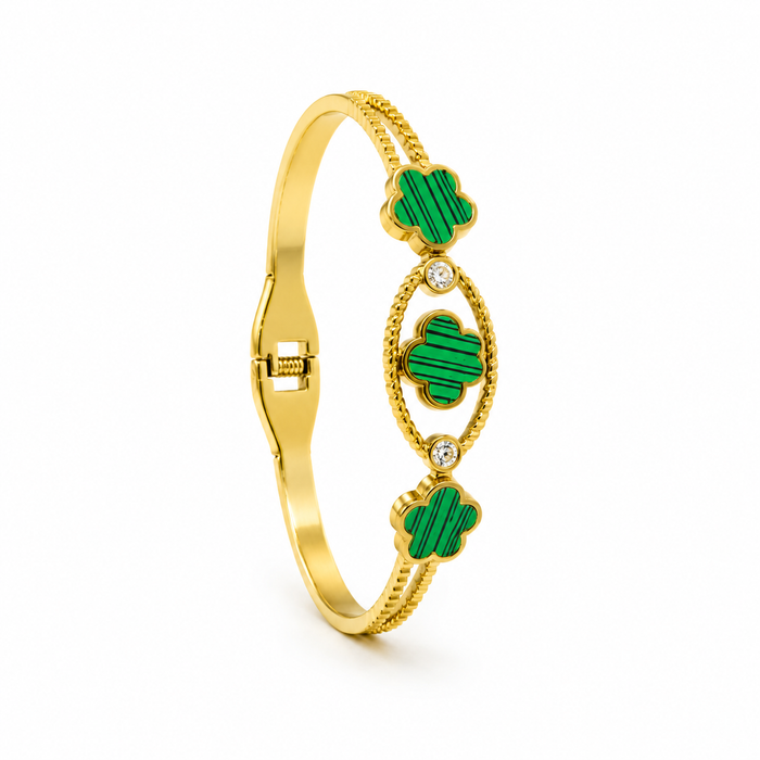 Emerald Clover Luxe Anti Tarnish Bangle bracelet