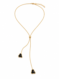 Black Heart Lariat Necklace