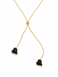 Black Heart Lariat Necklace