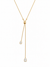 Crystal Teardrop Lariat Necklace