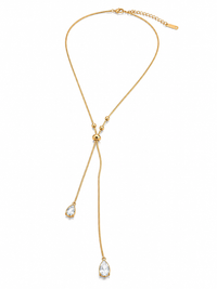 Crystal Teardrop Lariat Necklace