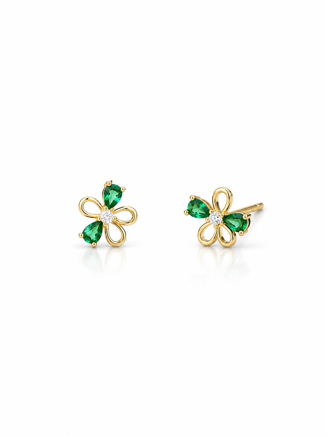 Emerald Floral Stud Earrings