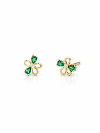 Emerald Floral Stud Earrings