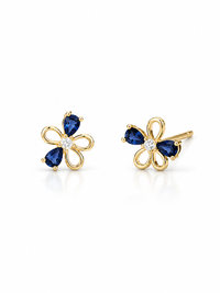 Blue Floral Stud Earrings