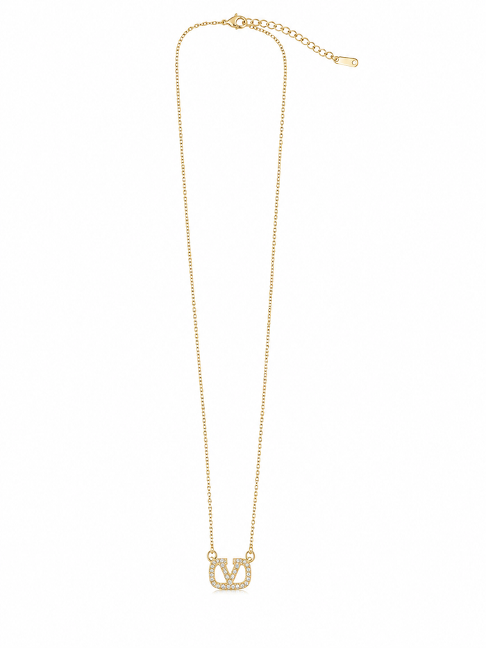 Pave V Pendant Necklace