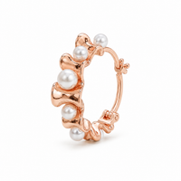 Wavy Rose Gold Pearl Hoop Earrings